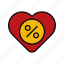 heart, colored, discount, love, sales, like, favourite, commerce and shopping 
