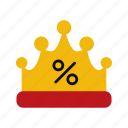 crown, king, winner, award, royal, percentage, prize, discount