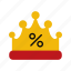 crown, king, winner, award, royal, percentage, prize, discount 