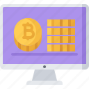 bitcoin, block, chain, coin, computer, cryptocurrency, monitor