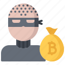 bag, bitcoin, block, chain, coin, cryptocurrency, thief