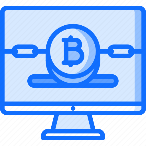 Bitcoin, block, chain, coin, computer, cryptocurrency, monitor icon - Download on Iconfinder