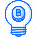 bitcoin, block, bulb, chain, coin, cryptocurrency, idea