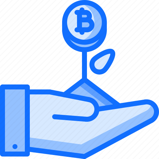 Bitcoin, coin, cryptocurrency, hand, plant, start, up icon - Download on Iconfinder