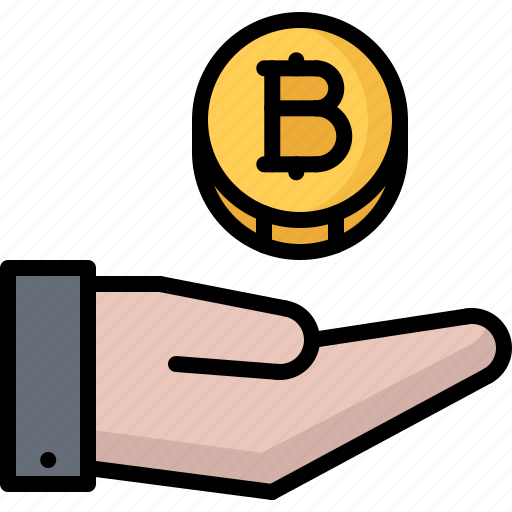 Bitcoin, block, chain, coin, cryptocurrency, hand, payment icon - Download on Iconfinder