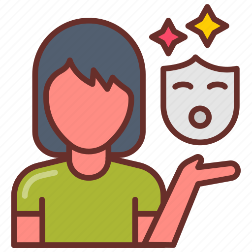 Actor, mask, characterization, film, female, worker, comedian icon - Download on Iconfinder