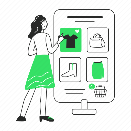 Chooses, clothes, display, screen, clothing, device, dress illustration - Download on Iconfinder