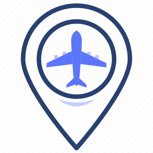 Airplane, airport, check-in, flight, location, map, pin icon - Download on Iconfinder