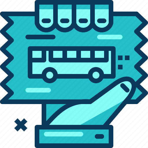 Blue, bus, hand, ticket, transportation, travel icon - Download on Iconfinder