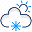 snowfall, daytime, forecast, snow, storm, sun, vector, illustration