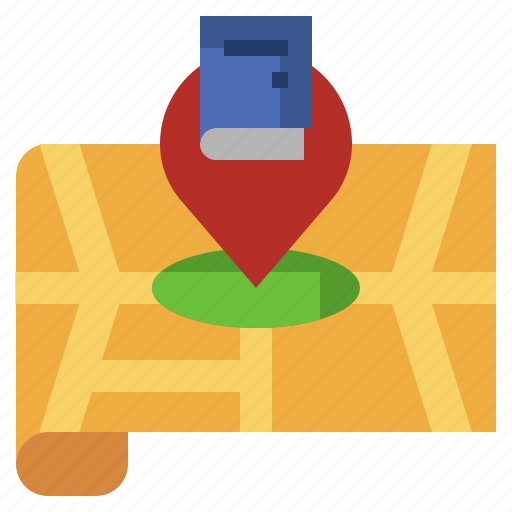 Book, flags, library, location, map, maps, pointer icon - Download on Iconfinder