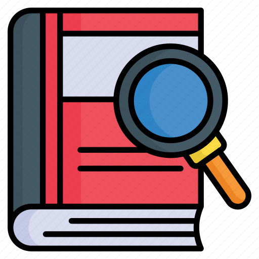 Research, book, dictionary, loup, loupe, magnifier, search icon - Download on Iconfinder