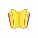 book, cartoon, education, learning, open, sign, thick