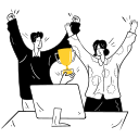 celebrating success as a team, teamwork, achievement, appreciation, trophy, leadership motivation, business, employee, management