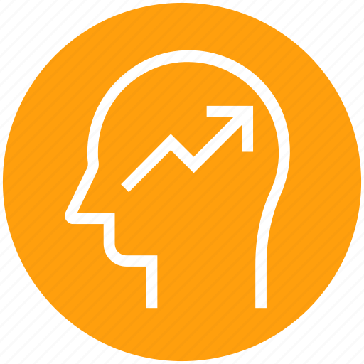 Graph, head, human head, mind, thinking, up arrow icon - Download on Iconfinder