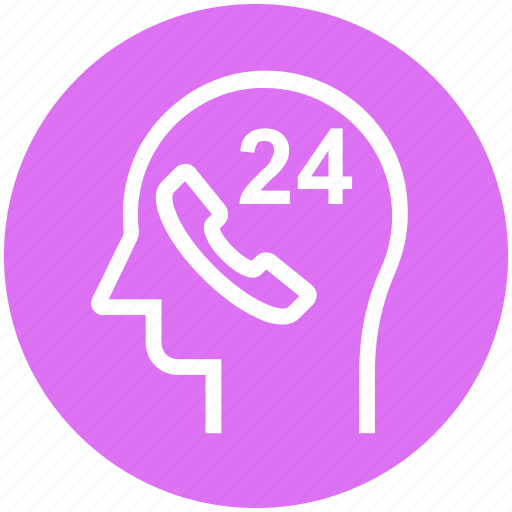 24 hours, call, head, human head, mind, thinking icon - Download on Iconfinder