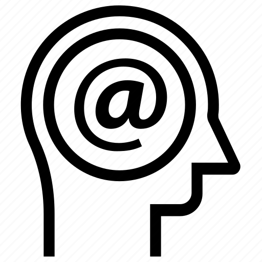 At sign, email, head, human head, mind, thinking icon - Download on Iconfinder