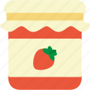 food, jam, jar, strawberry