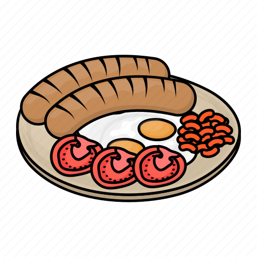 Egg, sausages, tomatoes, beans, fried egg, meat, hot dog icon - Download on Iconfinder