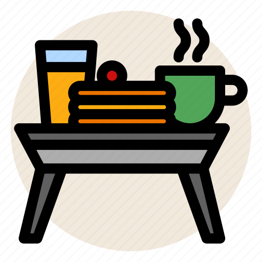 Breakfast, breakfast tray, coffee, orange juice, pancake, tray icon - Download on Iconfinder