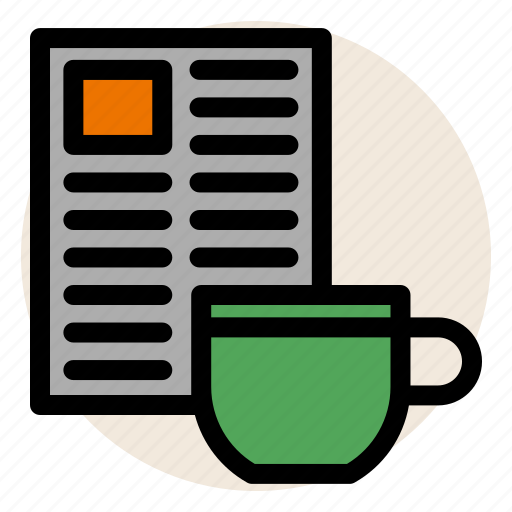 Breakfast, coffee, morning, morning coffee, mug, newspaper icon - Download on Iconfinder
