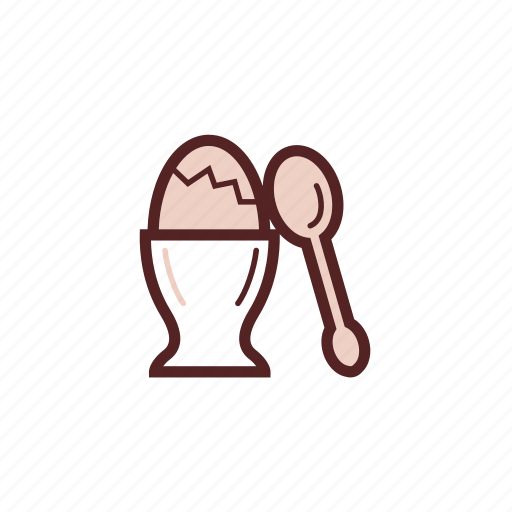 Boiled, breakfast, egg, egg cup, food, spoon, chicken egg icon - Download on Iconfinder