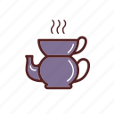 breakfast, drink, hot, tea, teacup, teapot