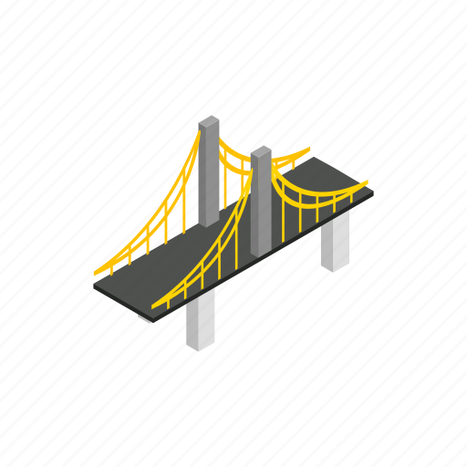 Architecture, bridge, cable, isometric, steel, suspension, water icon - Download on Iconfinder