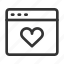 browser, favorite, heart, like, love, web 