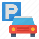 car, park, parking, sign