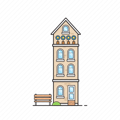 Apartment, bench, building, condo, residence, suite icon - Download on Iconfinder