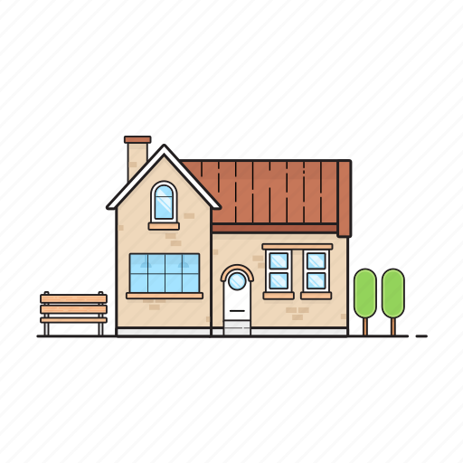 Bench, building, house, mansion, shack, tree icon - Download on Iconfinder