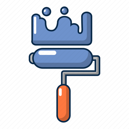 Brush, cartoon, construction, coverage, object, paint, roll icon - Download on Iconfinder