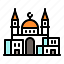 arab, building, houses, mosque, towers