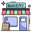 bakery shop, bakery store, outlet, marketplace, building