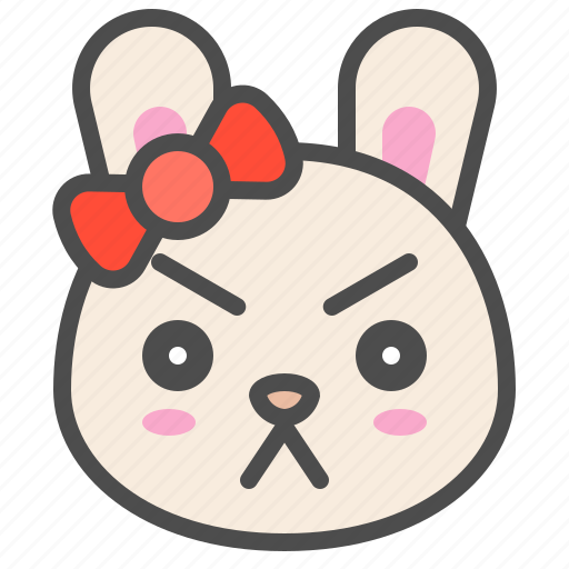 Animal, avatar, bow, bunny, emoji, rabbit, serious icon - Download on Iconfinder