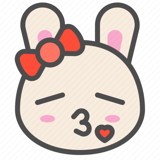 Animal, avatar, bow, bunny, emoji, kiss, rabbit icon - Download on Iconfinder