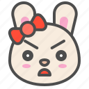 angry, animal, avatar, bow, bunny, emoji, rabbit