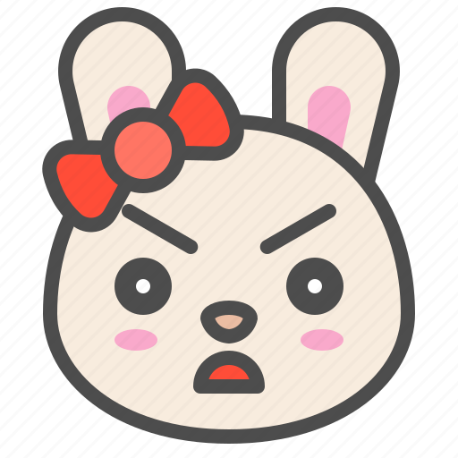 Angry, animal, avatar, bow, bunny, emoji, rabbit icon - Download on Iconfinder