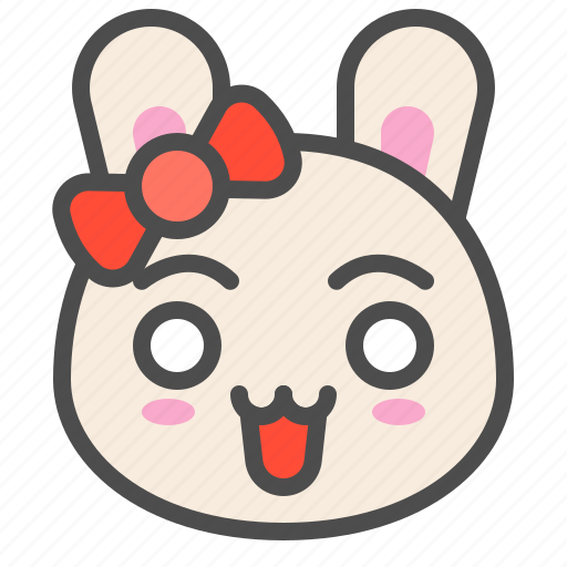 Animal, avatar, bow, bunny, emoji, rabbit, surprised icon - Download on Iconfinder