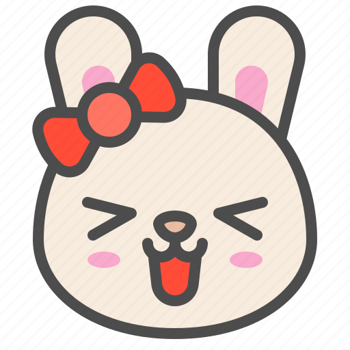 Animal, avatar, bow, bunny, emoji, happy, rabbit icon - Download on Iconfinder