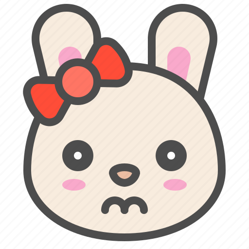 Animal, avatar, bow, bunny, emoji, rabbit, sad icon - Download on Iconfinder