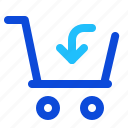 shopping, cart, arrow, down, add