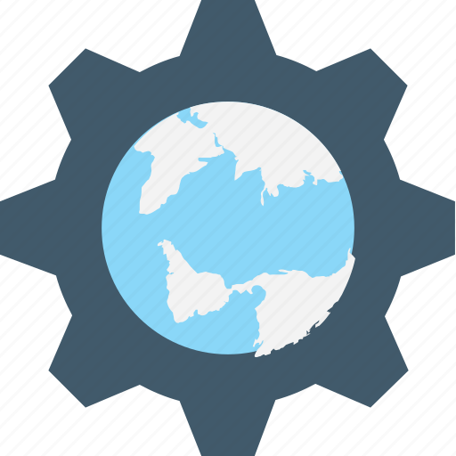 Cog, globe, internet setting, map setting, world map icon - Download on Iconfinder