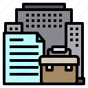 briefcase, building, file