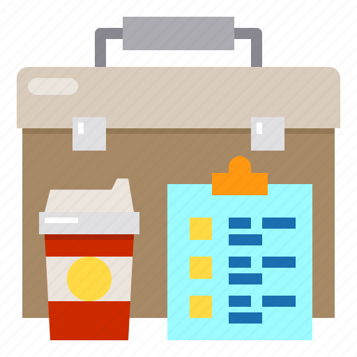 Briefcase, checklist, coffee, takeaway icon - Download on Iconfinder