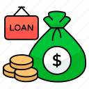 loan, debt, borrow money, lending money, money bag