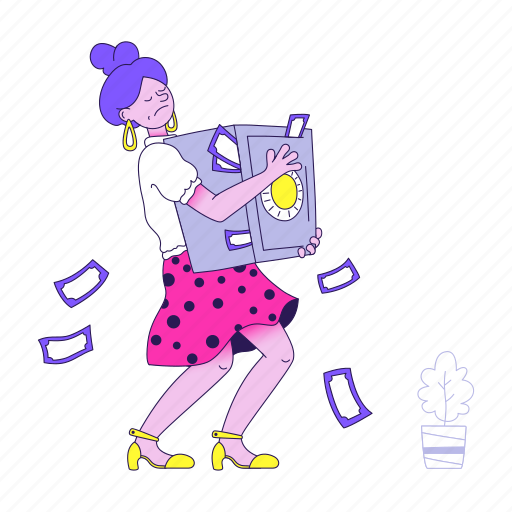 Businesswoman, carries, her, safe, security, secure, protection illustration - Download on Iconfinder
