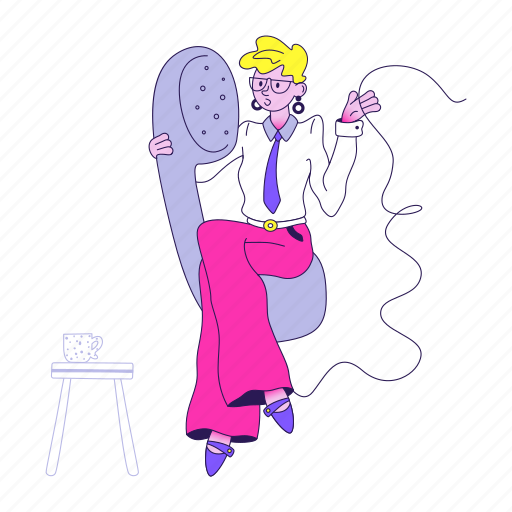 Businesswoman, talks, partners, phone, call, smartphone, business illustration - Download on Iconfinder