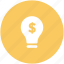 bulb, business idea, creativity, dollar power, dollar sign, electric bulb 